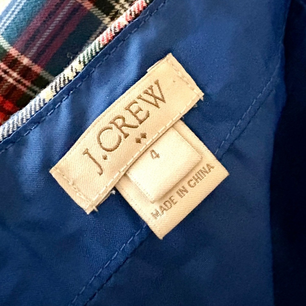 J.Crew Blue Plaid Wool Blend Mini Skirt A-Line Size 4 Preppy Academia Grunge - Picture 4 of 8
